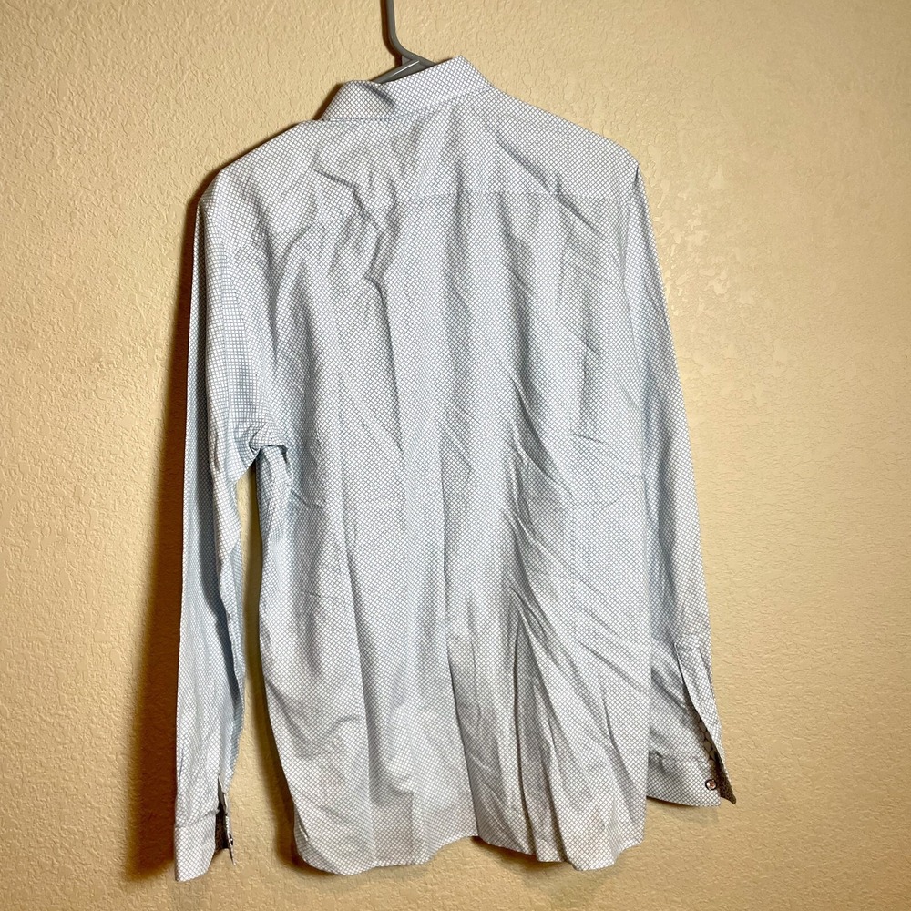 Ted Baker Lamonic Dress Shirt Long Sleeve Mens Size 4 Blue Flip Cuff Collared - Picture 6 of 14